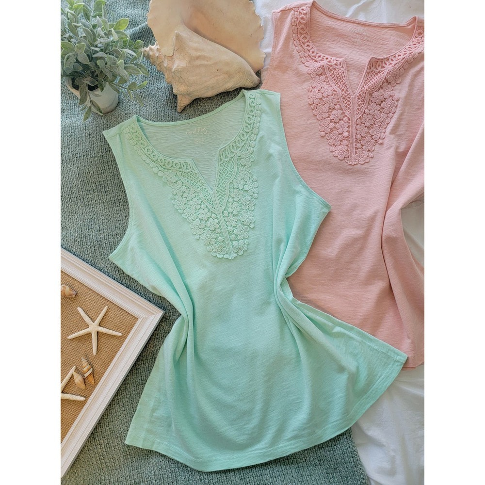 Mint & Pink Coral Bay sleeveless top bundle size Large